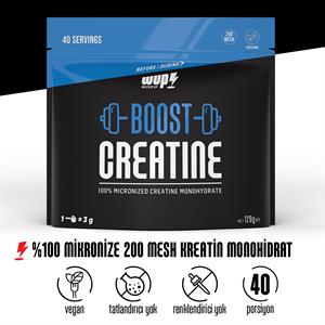 WUP Boost Creatine 120 gr 40 Servis, %100 Mikronize Kreatin Monohidrat, Aromasız