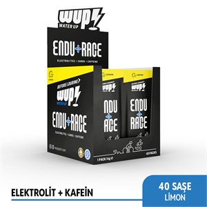 WUP Endu+Race, Yoğun Elektrolit, Kafeinli, Limon Aromalı, 40 Saşe Toz Efervesan