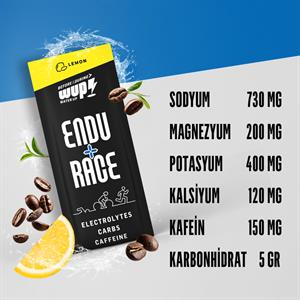 WUP Endu+Race, Yoğun Elektrolit, Kafeinli, Limon Aromalı, 40 Saşe Toz Efervesan
