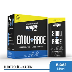 WUP Endu+Race, Yoğun Elektrolit, Kafeinli, Limon Aromalı, 15 Saşe Toz Efervesan