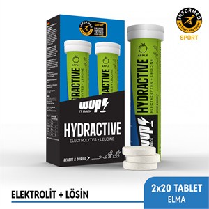 WUP Hydractive Elma Aromalı, 2x20 Efervesan Tablet, Elektrolit+Lösin