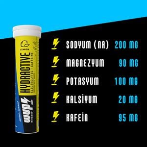 WUP Hydractive Limon Aromalı 10x20 Efervesan Tablet, Elektrolit + Kafein