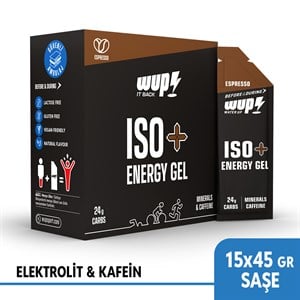 WUP ISO+ Enerji Jeli, Kafein ve Elektrolit, Espresso, 15 Saşe 45 gr