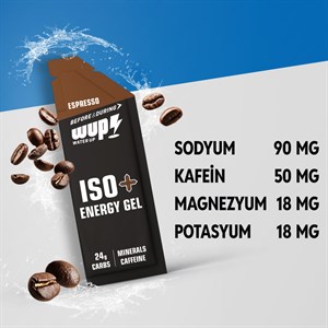 WUP ISO+ Enerji Jeli, Kafeinli, İzotonik, Espresso Aromalı, 15 Saşe 45 gr