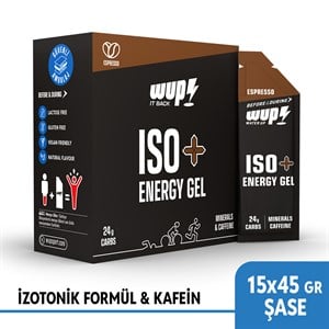 WUP ISO+ Enerji Jeli, Kafeinli, İzotonik, Espresso Aromalı, 15 Saşe 45 gr