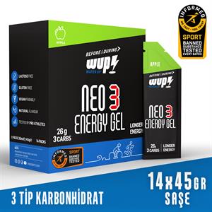WUP NEO3 Enerji Jeli, 3 Tip Karbonhidrat, Düşük GI, Elma Aromalı, 14 Saşe 45 gr