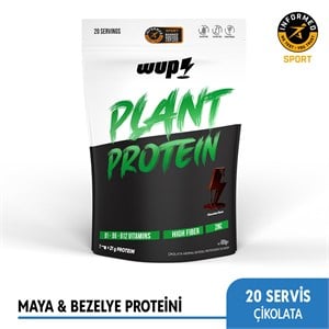 WUP Plant Protein, B1-B6-B12, Çinko, Yüksek Lif, Doğal Kakao, Çikolata, Bitkisel Protein, 600 gr 20 Servis