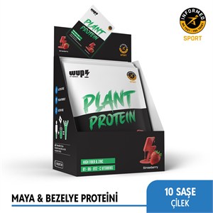 WUP Plant Protein, B1-B6-B12, Çinko, Yüksek Lif, Çilek, Bitkisel Protein, 10 Saşe