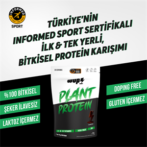 WUP Plant Protein, B1-B6-B12, Çinko, Yüksek Lif, Doğal Kakao, Çikolata, Bitkisel Protein, 600 gr 20 Servis