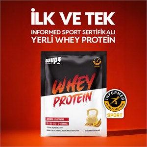WUP Whey Protein, B1-B6-B12-C, Arjinin, Glutamin, Muz ve Bisküvi, 10 Saşe