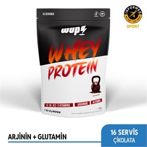 WUP Whey Protein, B1-B6-B12-C, Arjinin, Glutamin, Doğal Kakao, Çikolata, 576 gr 16 Servis