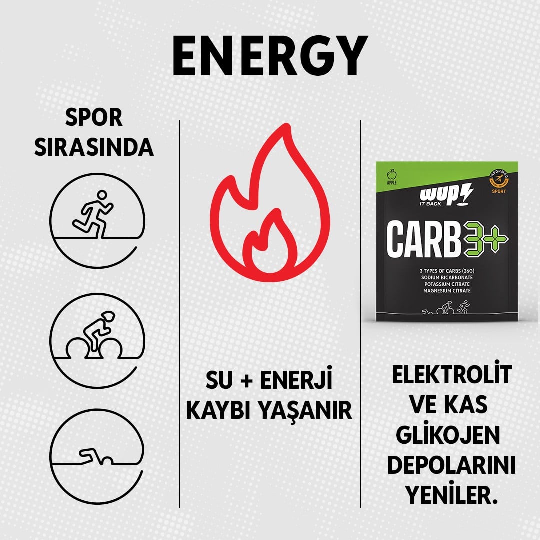 WUP Carb3+, 3 Type Carbohydrate, Electrolyte, Low GI, Apple Flavored, 24 Packs