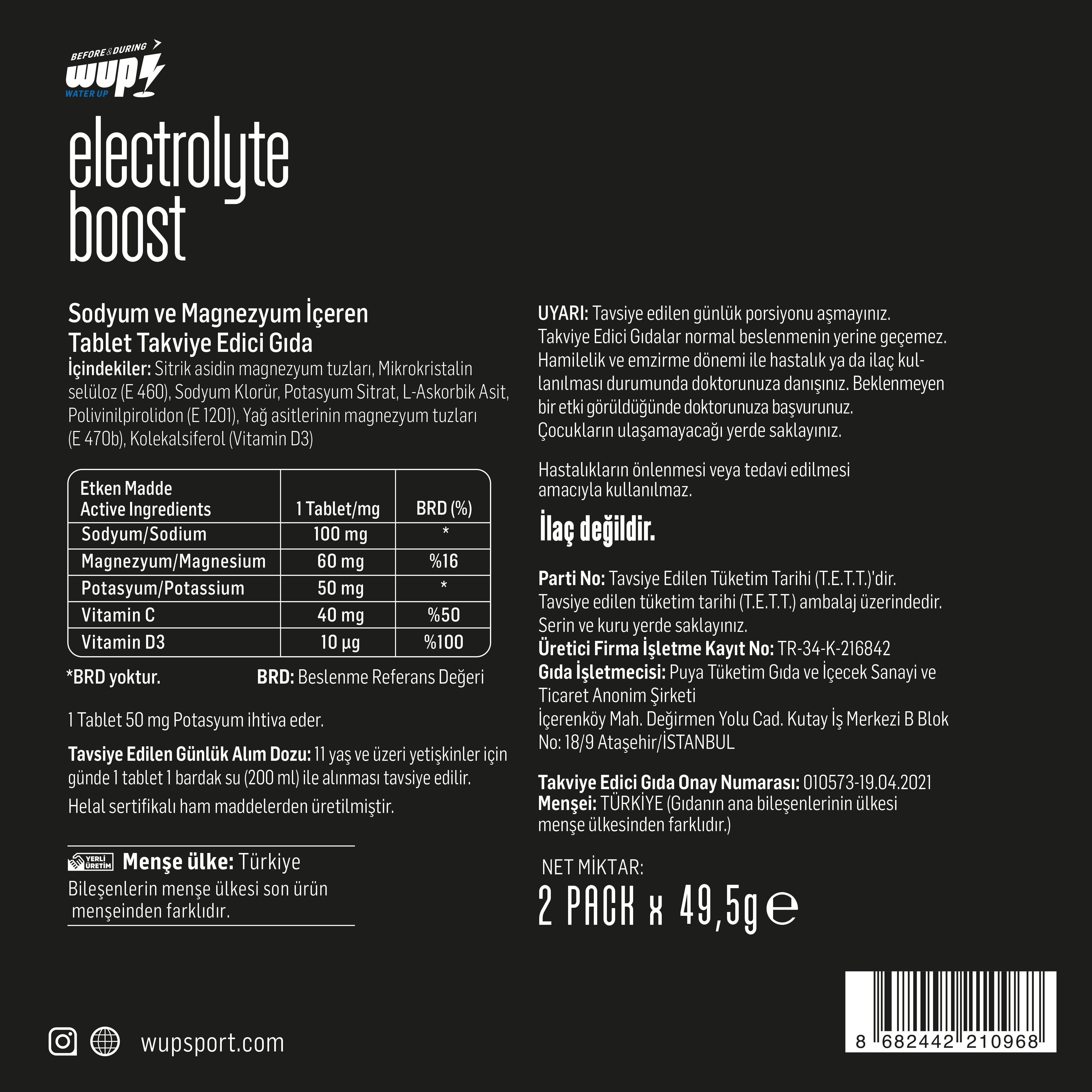 WUP Electrolyte Boost, 45x2 Salt Sticks, Chewable Tablet, No Flavor