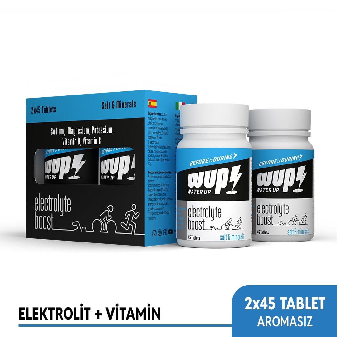 WUP Electrolyte Boost, 45x2 Tuz ve Elektrolit Hapı, Çiğneme Tableti, Aromasız