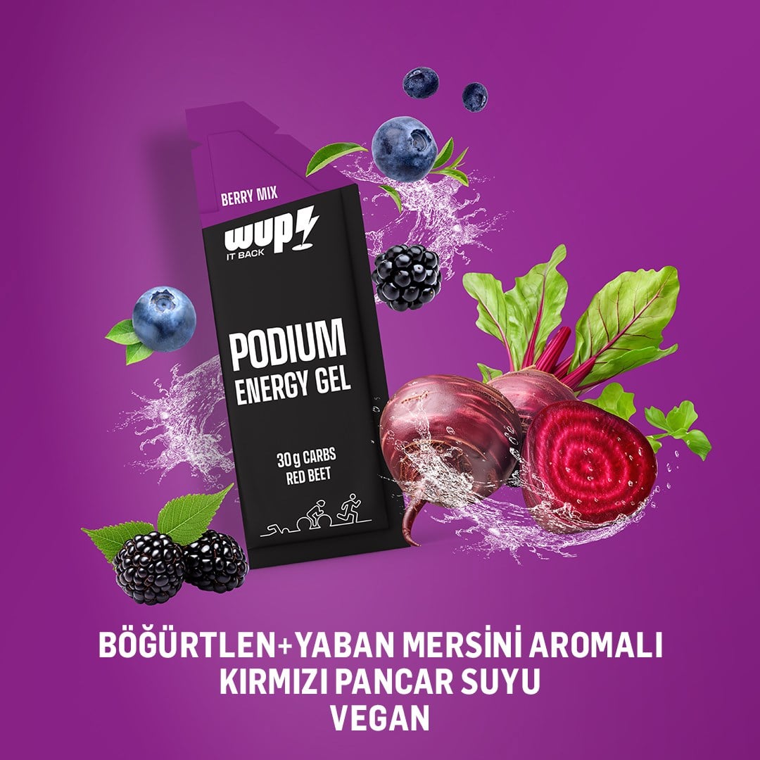 WUP Podium Energy Gel, Berry Mix Flavored, 15x42 gr Packs