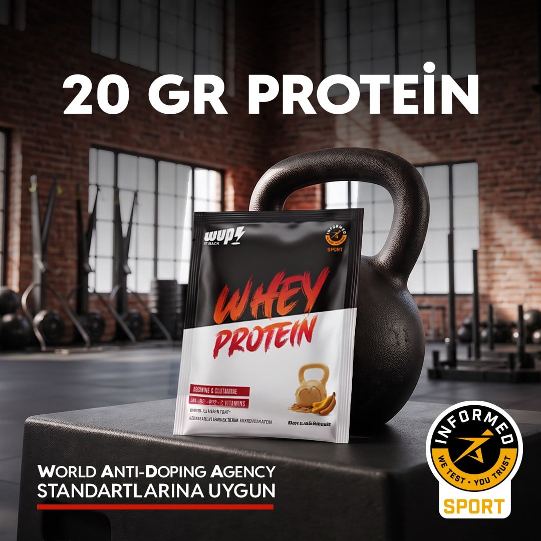 WUP Whey Protein, B1-B6-B12-C, Arjinin, Glutamin, Muz ve Bisküvi, 10 Saşe