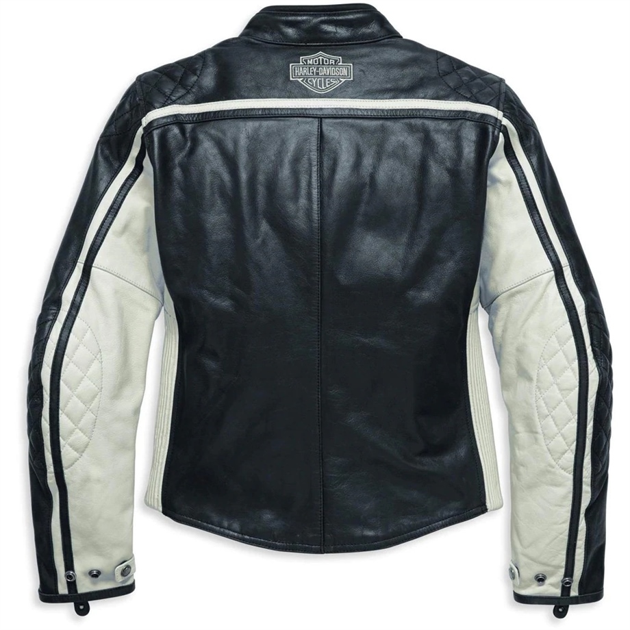 Siyah&Beyaz Kadın Deri Ceket - Harley Davidson Shop