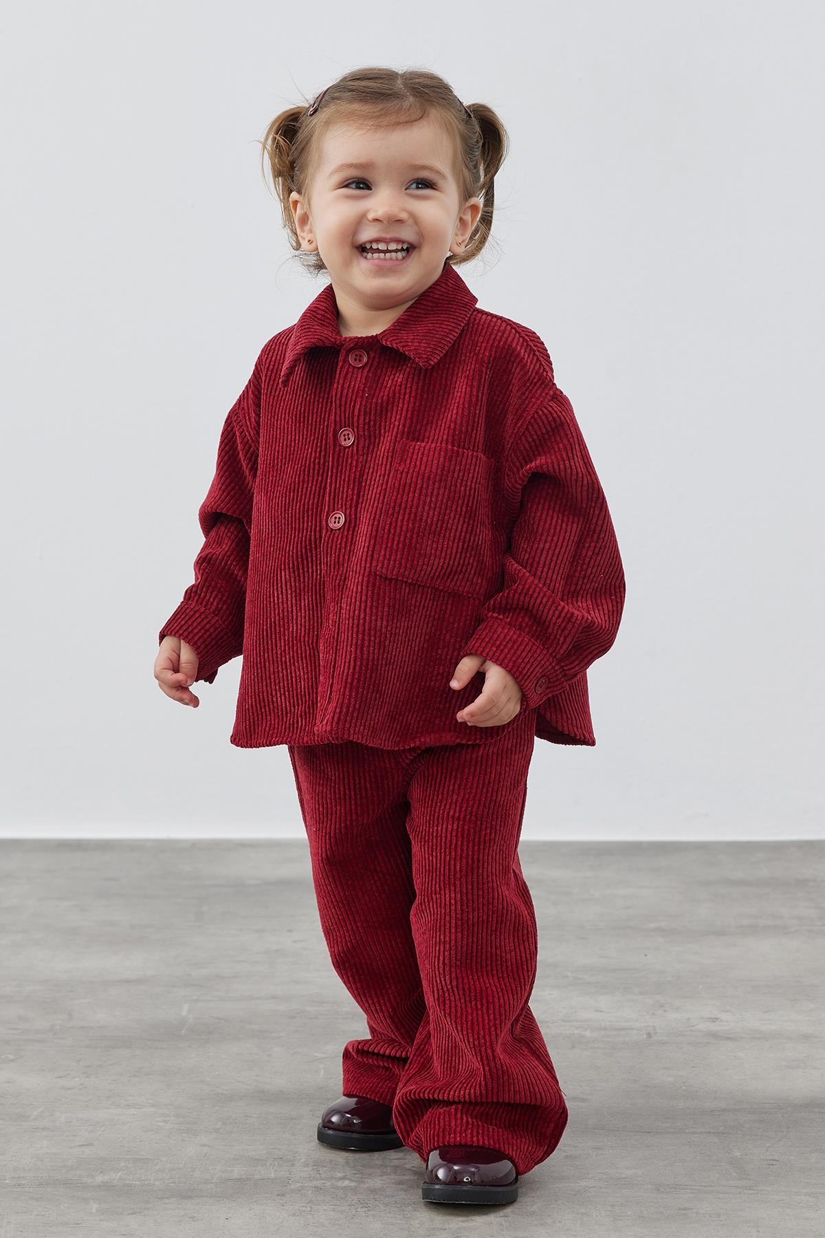 Bordo Kadife Oversize Ceket Takım