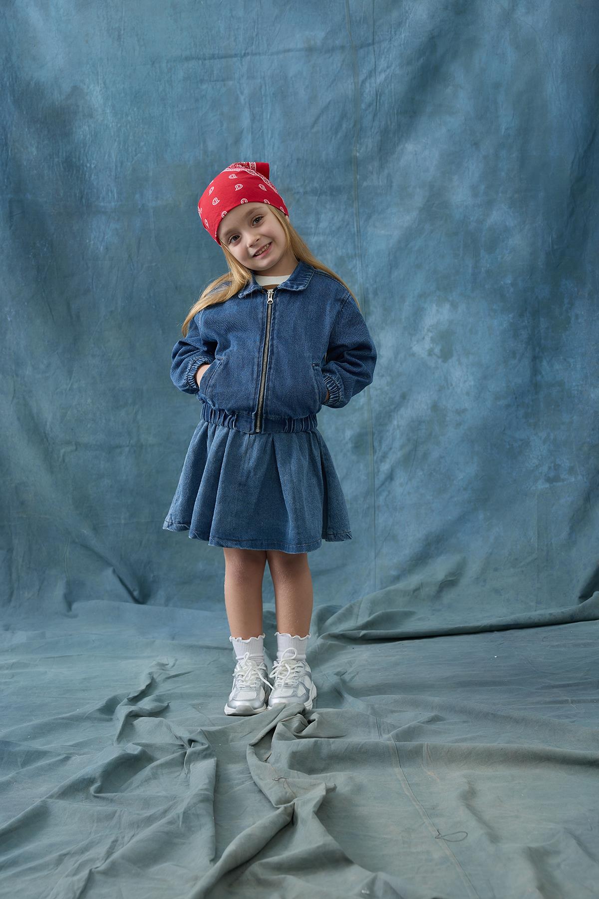 Denim Bomber Ceket - mavi