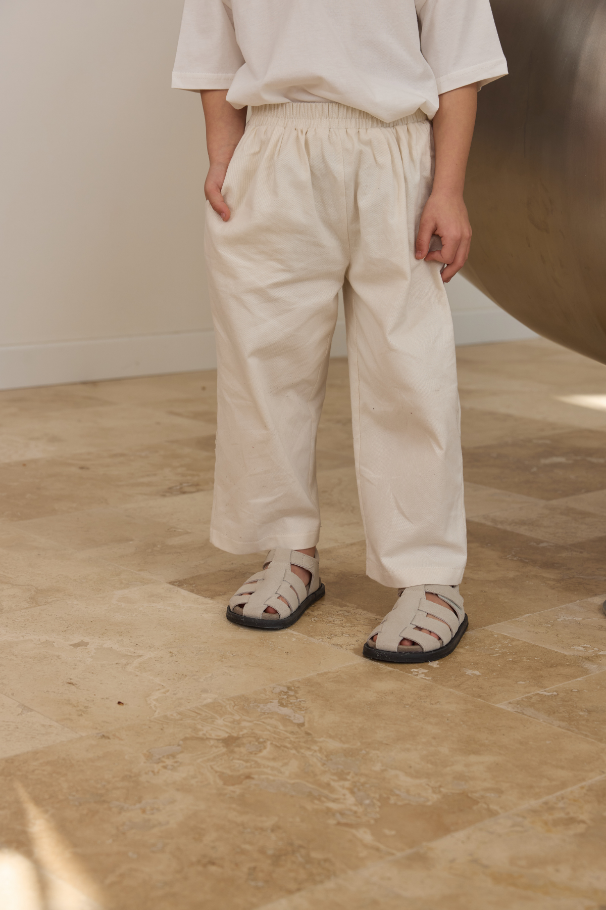 Ekru Baggy Pantolon
