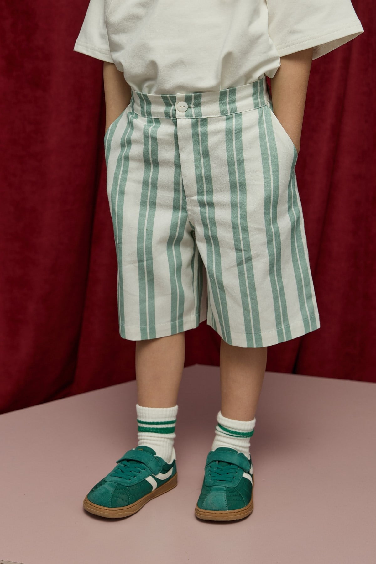 Line bermuda şort - yeşil