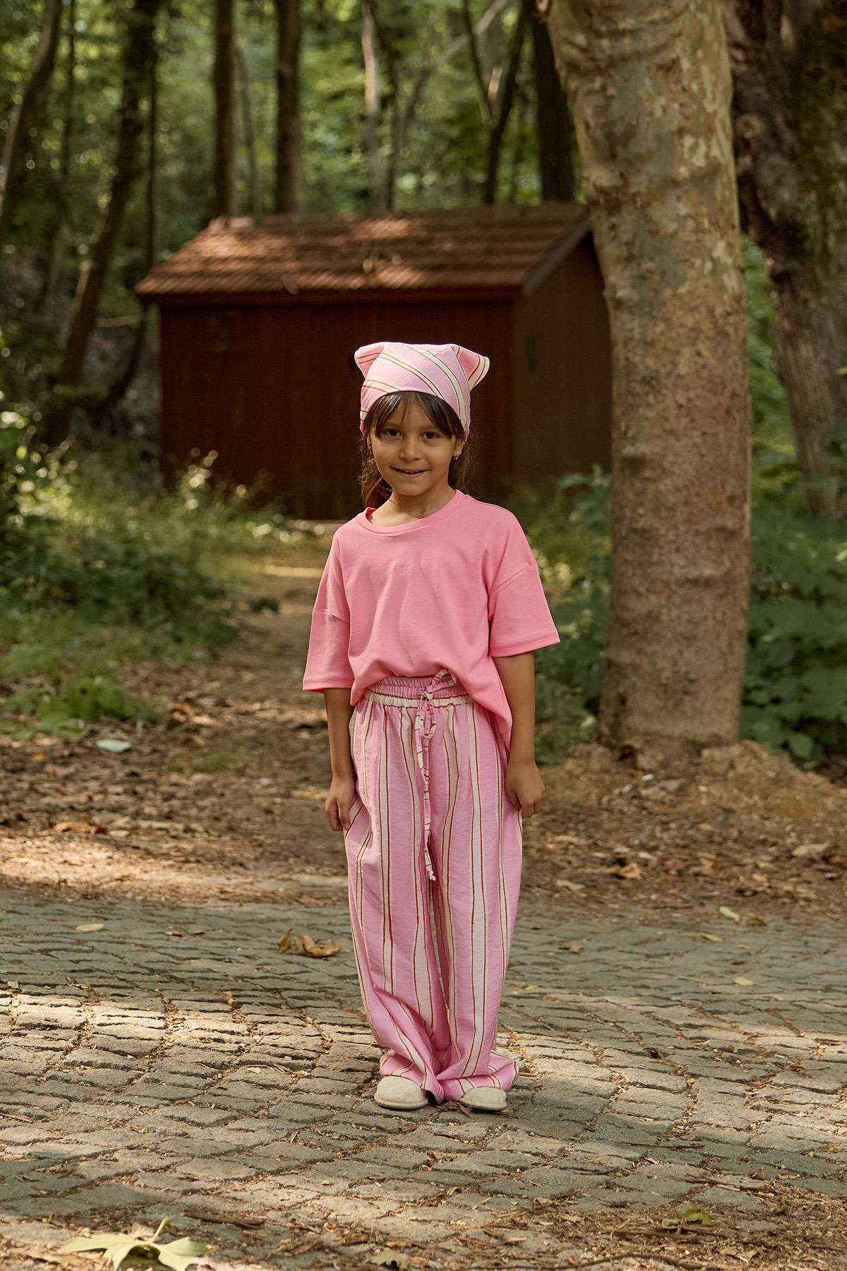 Lolly Pembe Çizgili Pantolon