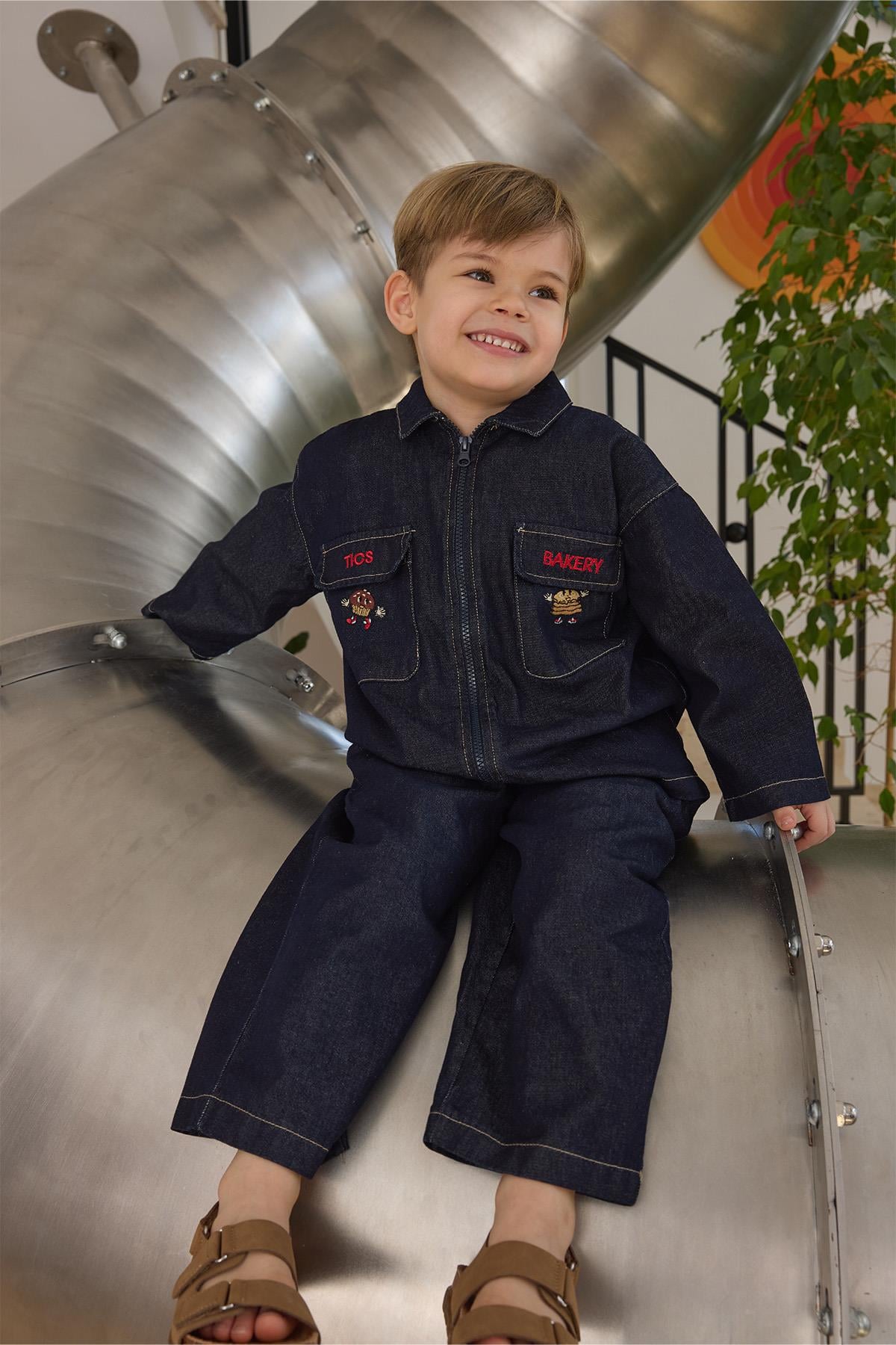 Nakışlı Unisex Denim Takım