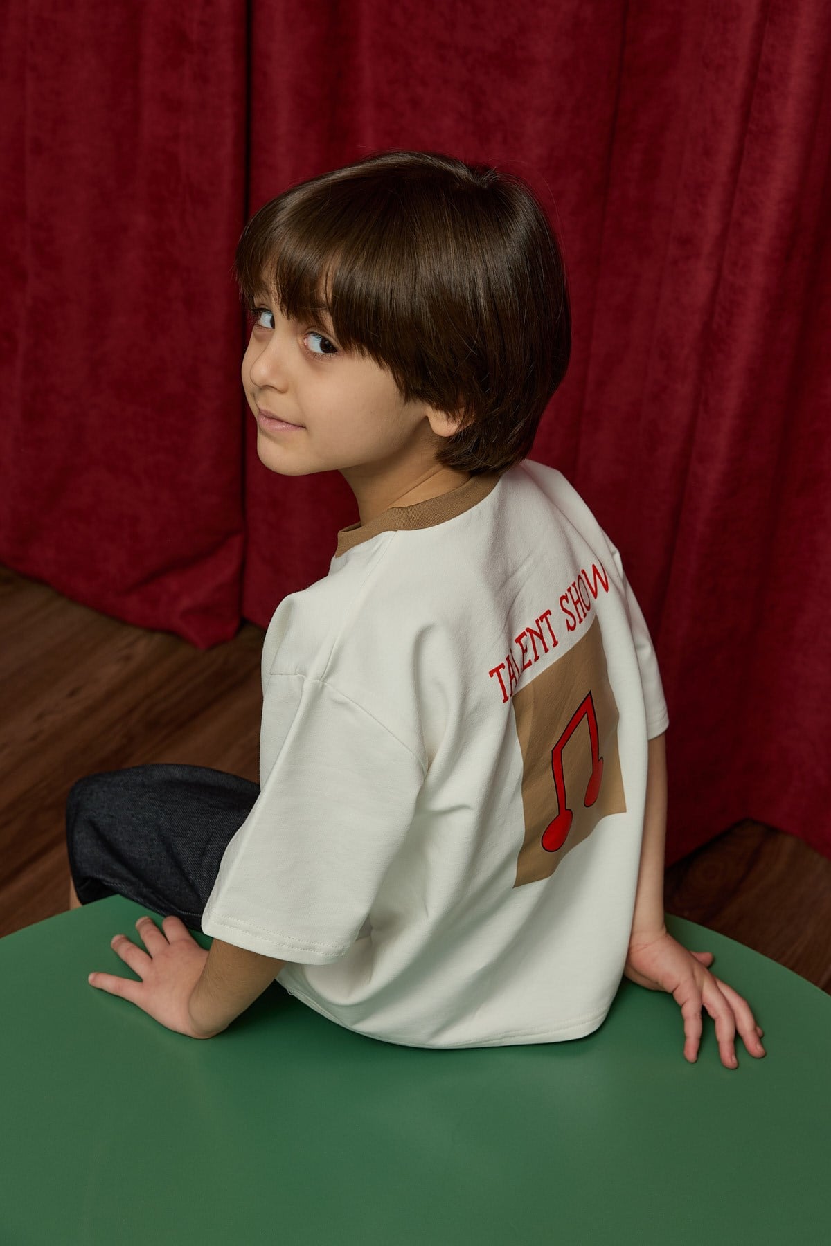 Note Oversize Baskılı Tshirt -kahverengi