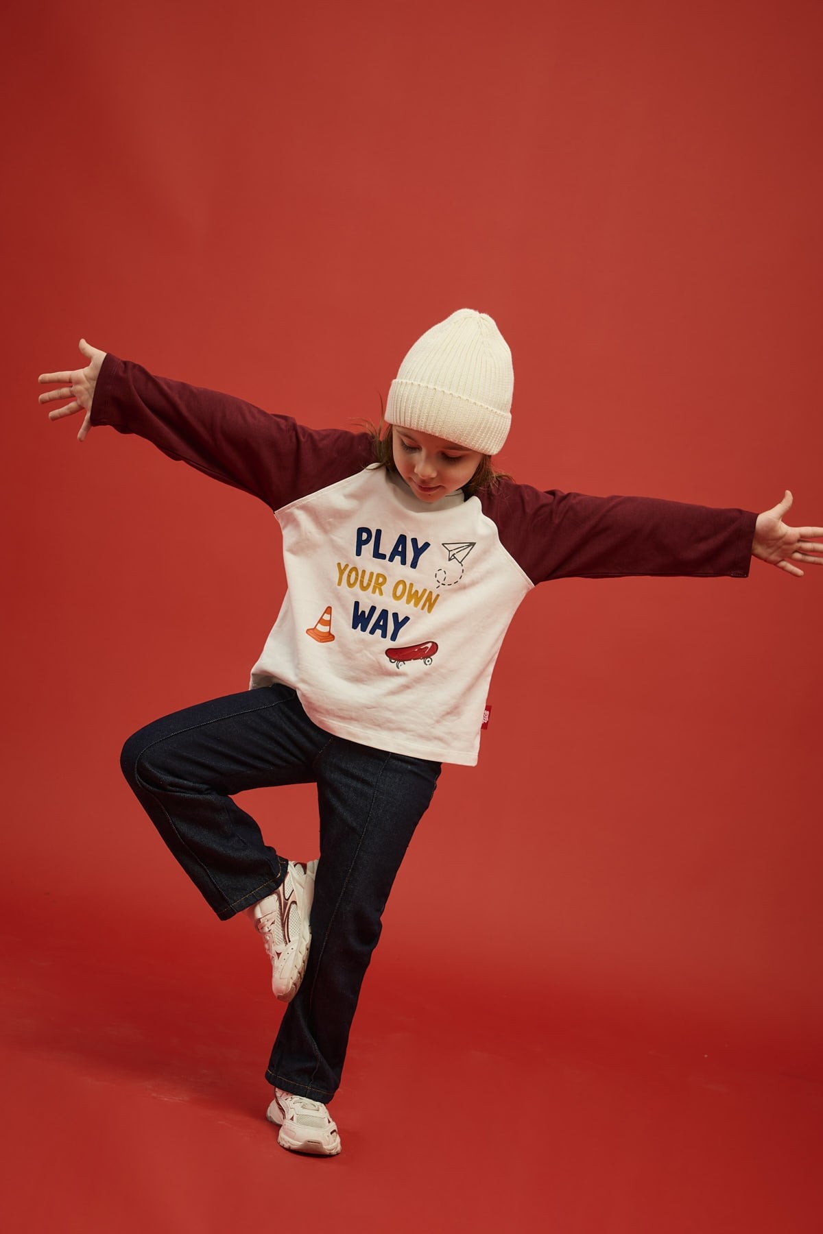 Playground Reglan Kol Tişört-Bordo
