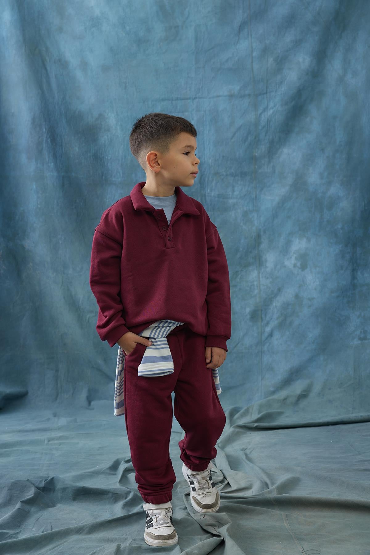 Polo Yaka Sweat Takım - bordo