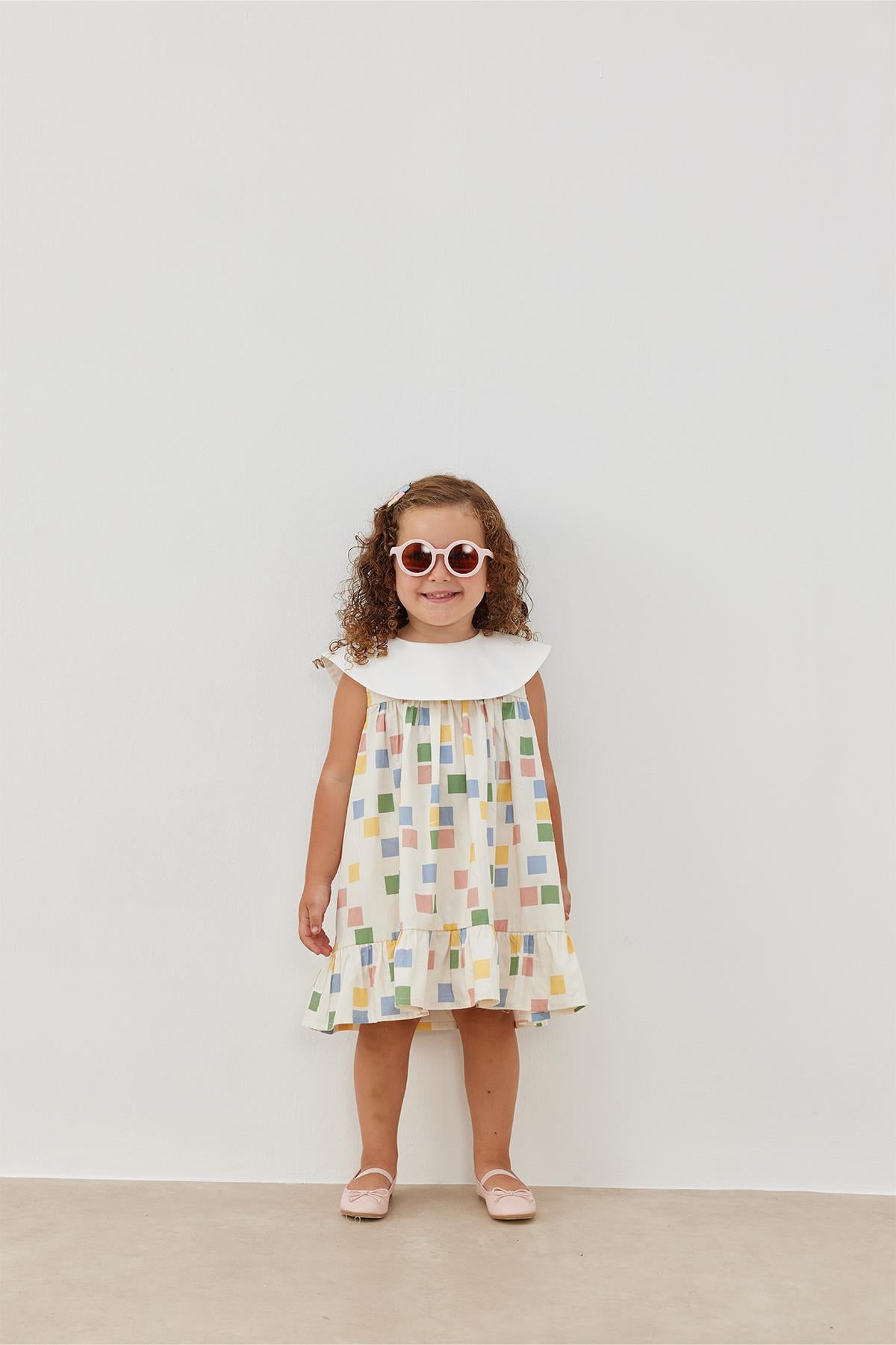 Sıfır Kol Bebe Yaka Poplin Elbise