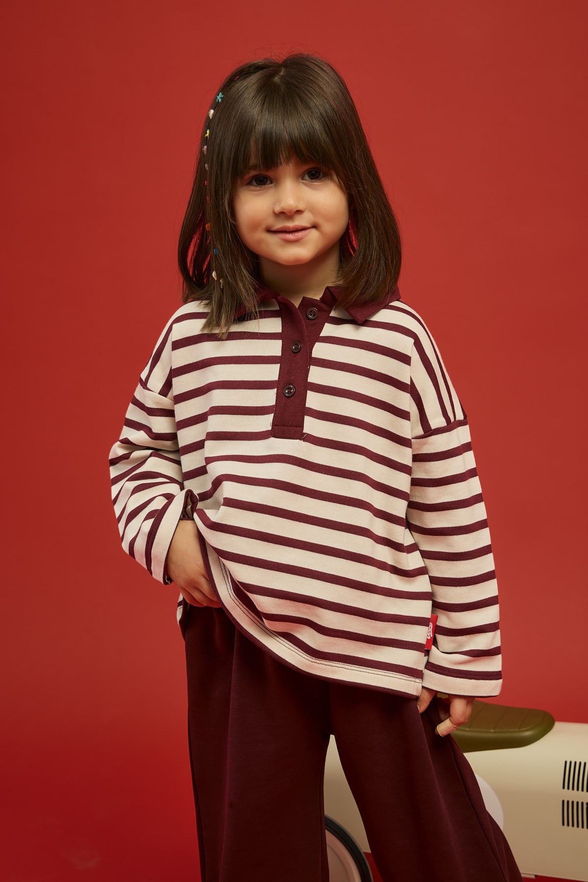 Sunbeam Polo Yaka Sweatshirt-Bordo
