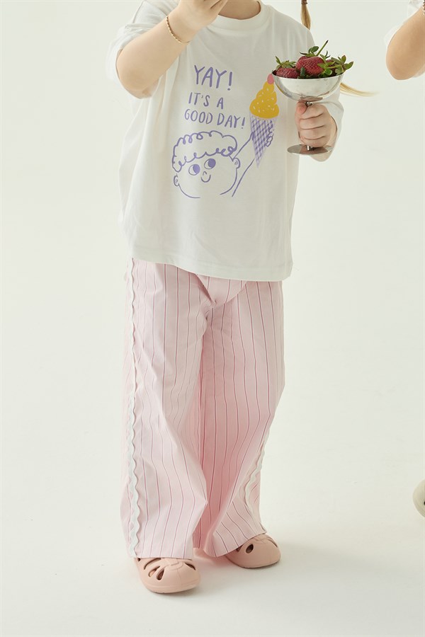 Scoop Pantolon - pembe çizgili