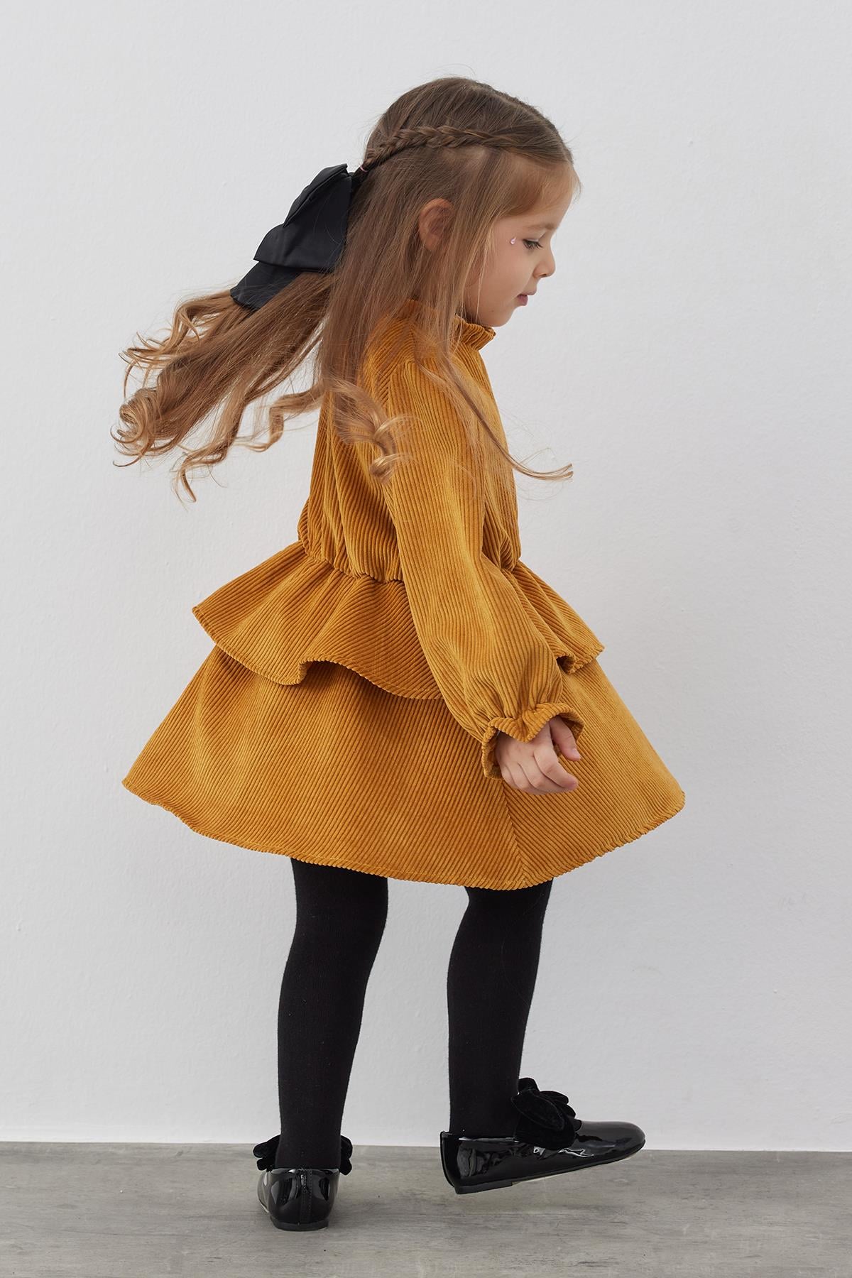 Hardal Kadife Elbise