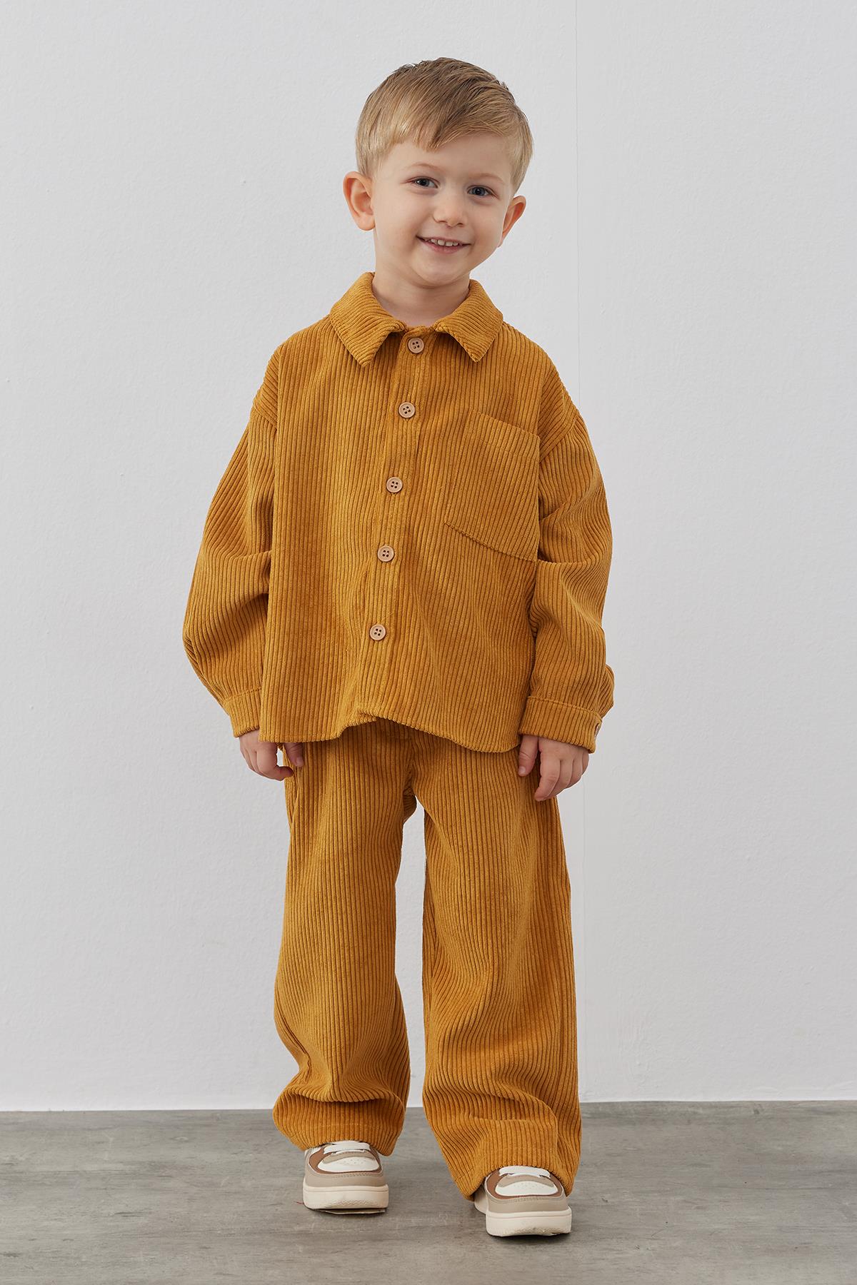 Hardal Kadife Oversize Ceket Takım