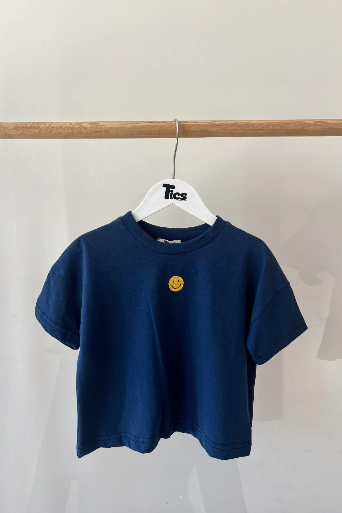 Lacivert Oversize Nakışlı T-shirt