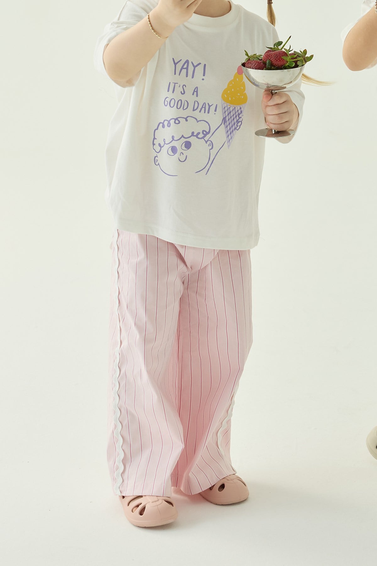 Scoop Pantolon - pembe çizgili