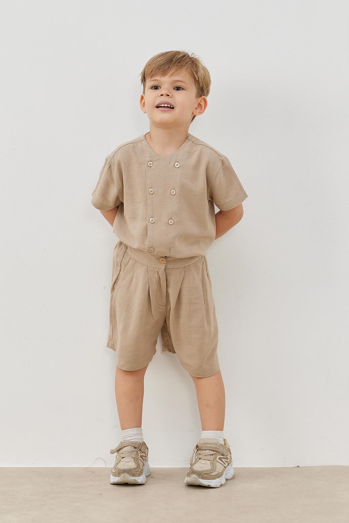 Vizon Palazzo Keten Şort 