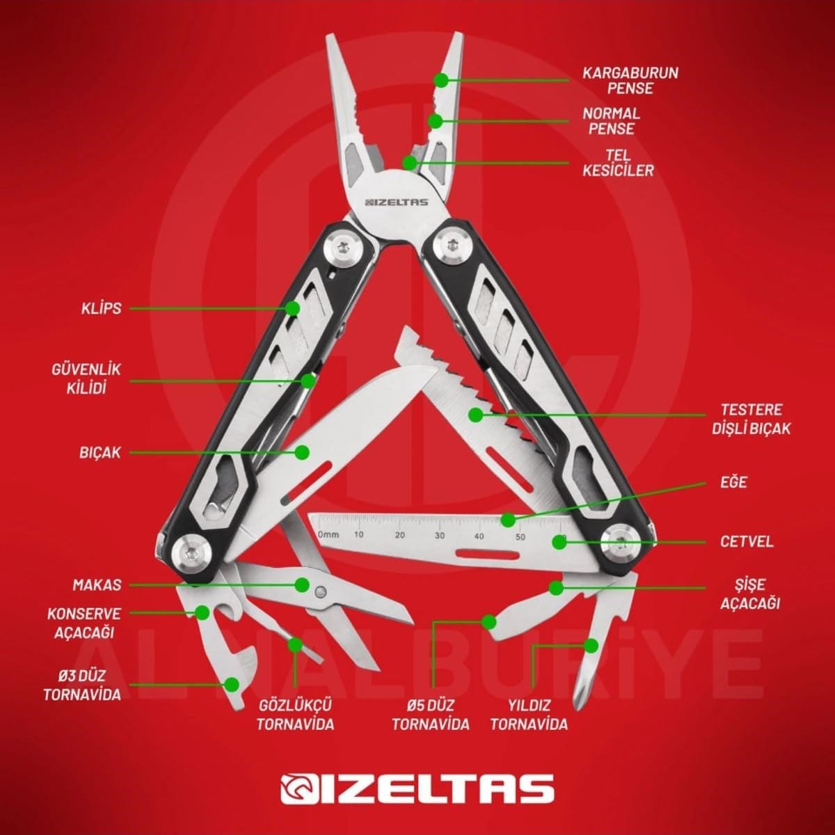 155MM MULTİTOOL 15 FONSİYONLU PENSE SETİ İZELTAŞ