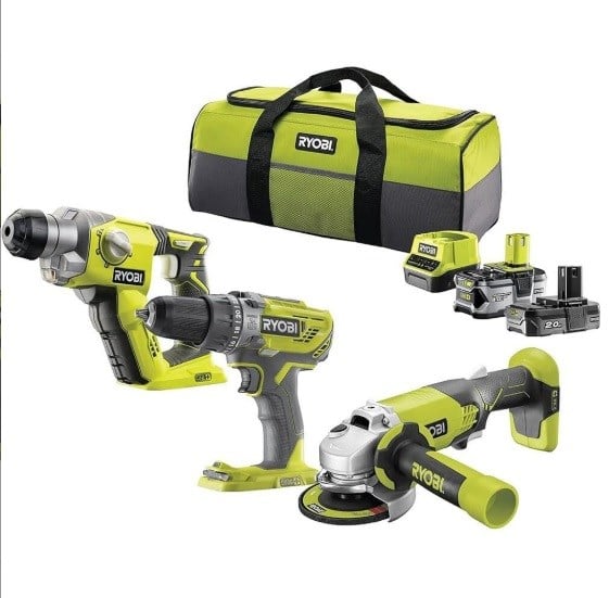 RCK183D-242S 3LÜ KOMBO KIT R18PD3+R18SDS+R18AG+1X4AH+1X2AH+ŞARJ CİHAZI RYOBİ