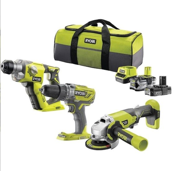 RCK183D-242S 3LÜ KOMBO KIT R18PD3+R18SDS+R18AG+1X4AH+1X2AH+ŞARJ CİHAZI RYOBİ