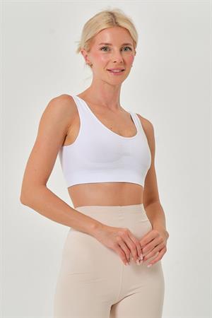 Rosella Model Kalın Askılı Toparlayıcı Pedsiz Spor Sütyen Korse Beyaz Renk101