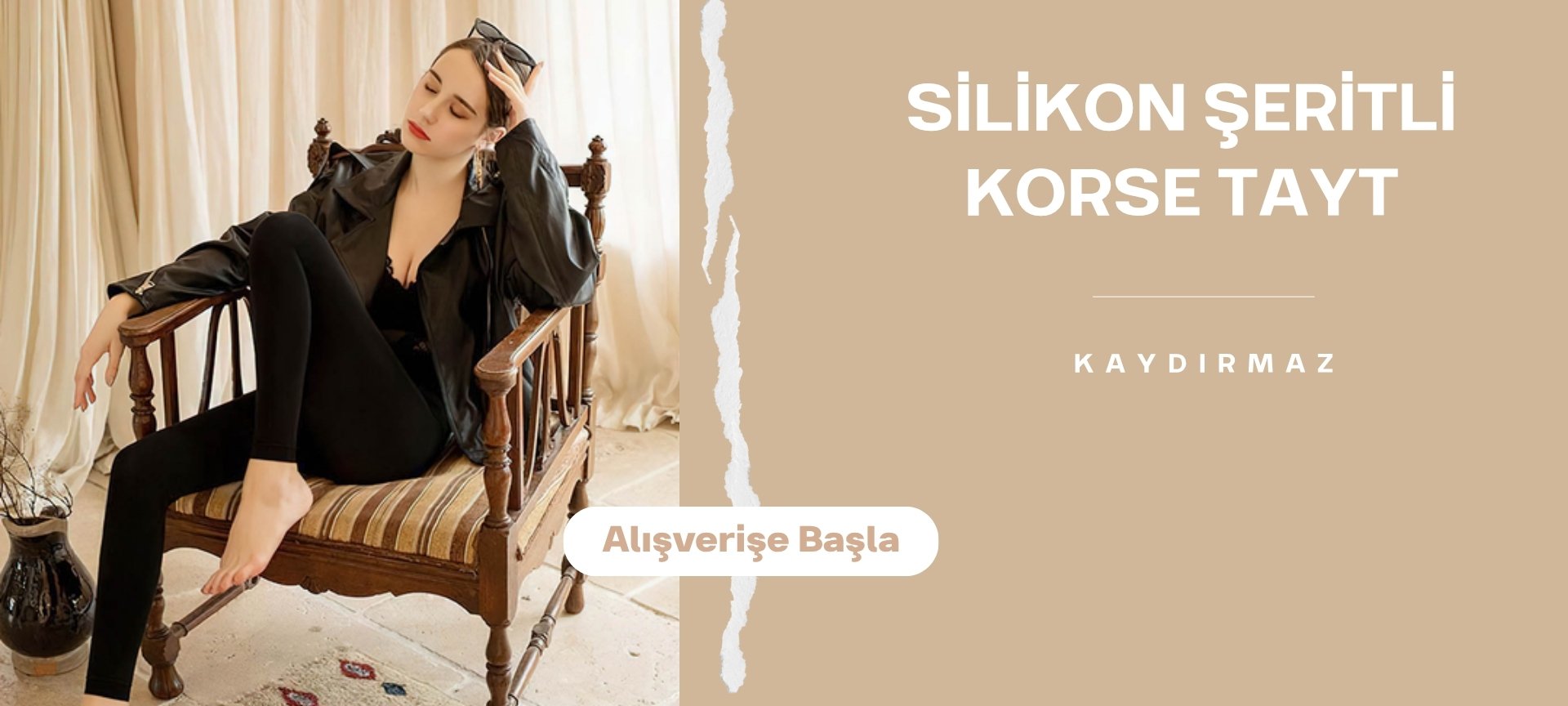 Silikon Şeritli Korse Tayt