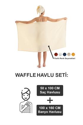 Waffle Banyo Havlu Seti Ekru