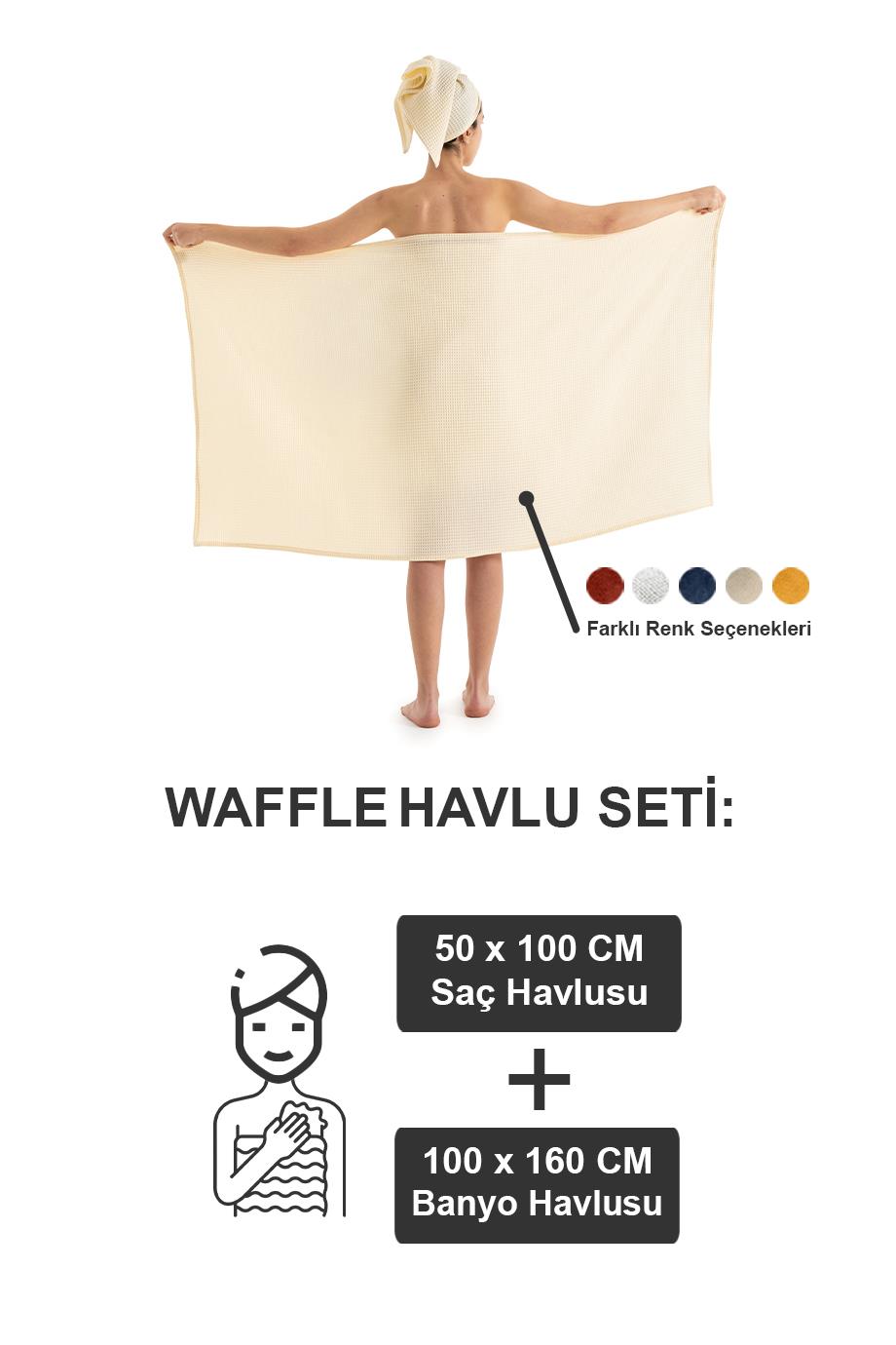 Waffle Banyo Havlu Seti Ekru