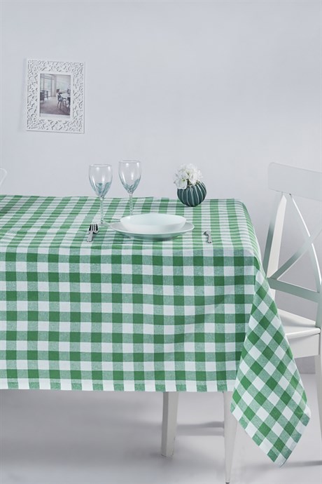 Kareli Masa Örtüsü Yeşil