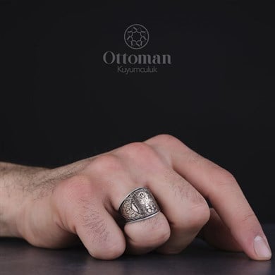 Osmanlı Sancağı Gümüş erkek yüzük