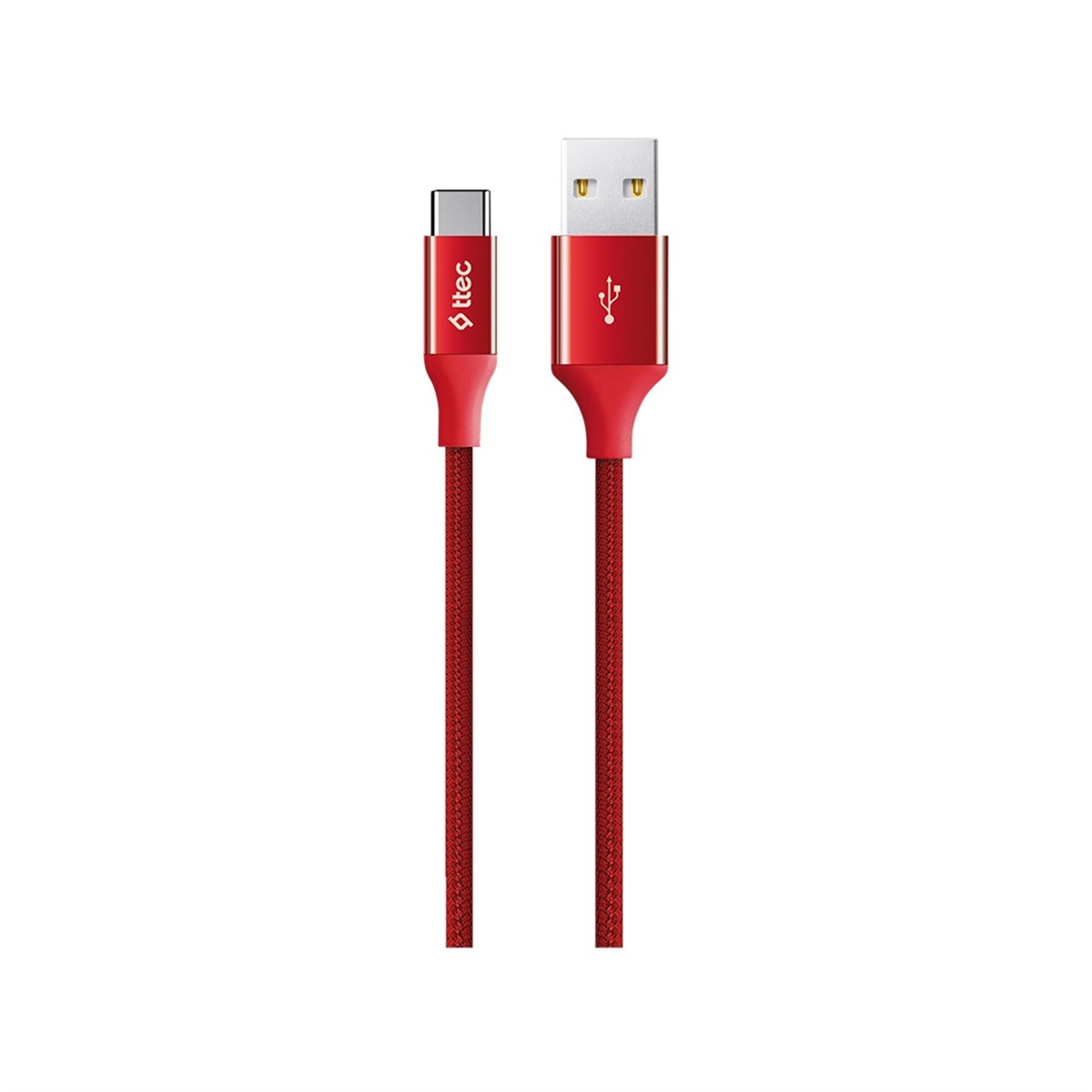 2DK18K ttec AlumiCable Type-C Şarj Kablosu Kırmızı