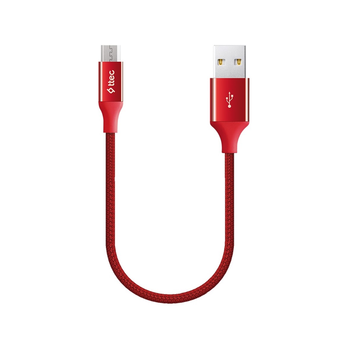 2DK25K ttec AlumiCable Mini 30cm Micro USB Şarj Kablosu Kırmızı