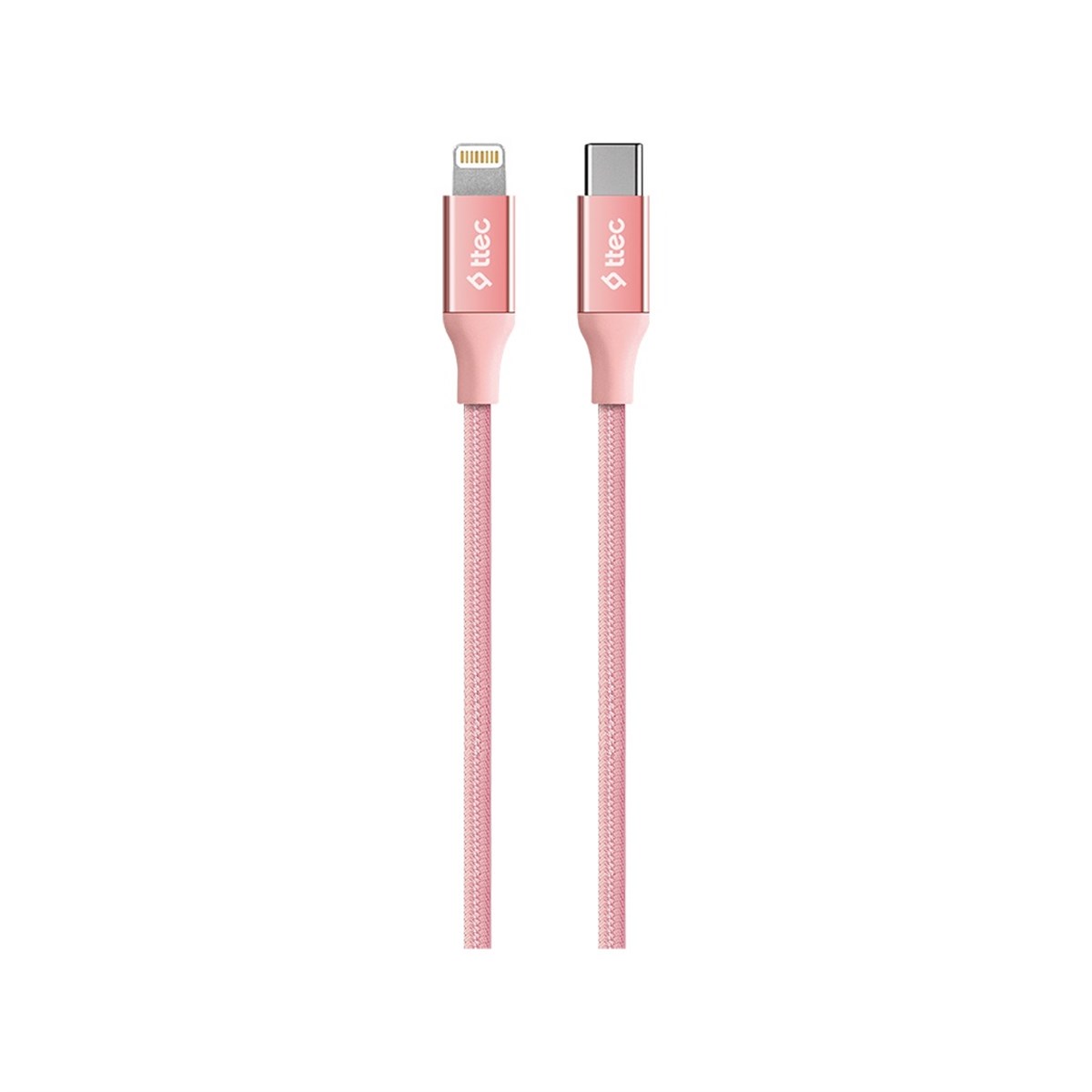2DK41RA ttec AlumiCable Type-c - Lightning Hızlı Şarj Kablosu 150cm Roze Altın
